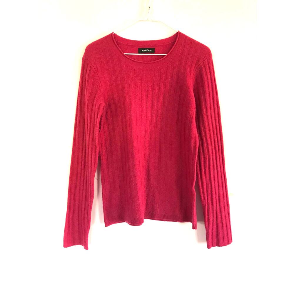 NAADAM Raspberry Pink Cashmere Ribbed Crew Neck Sweater Medium